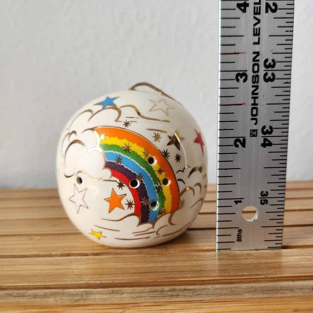 Vintage‎ Rainbow Star Christmas Ornament Ball Potpourri Holder Hand Painted